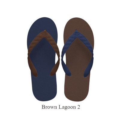 Photo2: CRAZY Flip Flops – Brown × Navy | Made in Japan