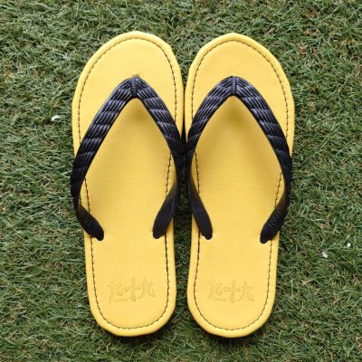 Photo1: Glove Leather Flip Flops – Yellow | Made in Japan