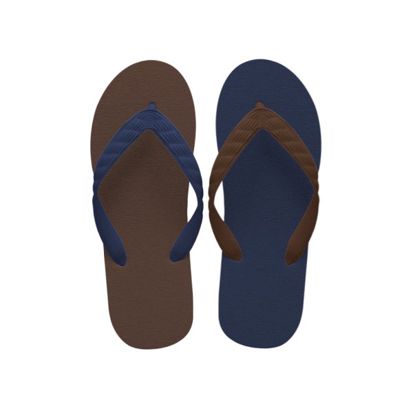 Photo1: CRAZY Flip Flops – Brown × Navy | Made in Japan (1)
