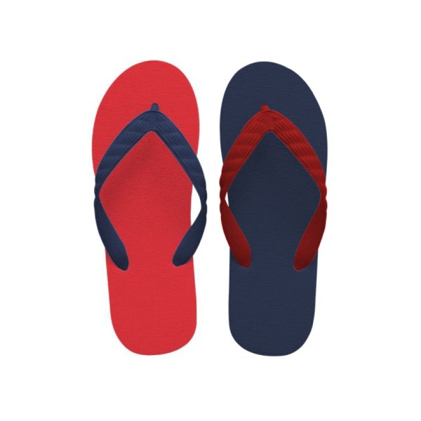 Photo1: CRAZY Flip Flops – Red × Navy | Made in Japan (1)