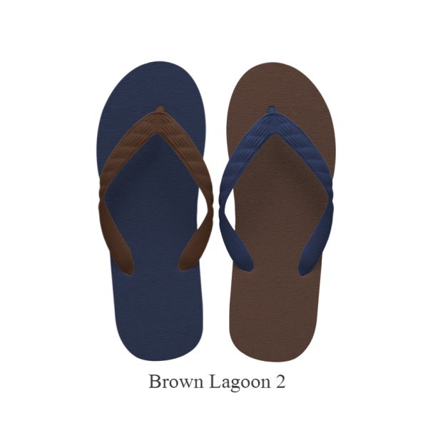 Photo2: CRAZY Flip Flops – Brown × Navy | Made in Japan (2)