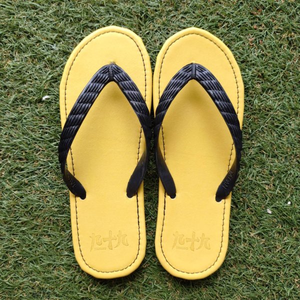Photo1: Glove Leather Flip Flops – Yellow | Made in Japan (1)