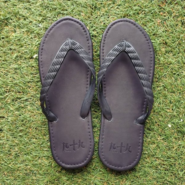 Photo1: Glove Leather Flip Flops – Black | Made in Japan (1)